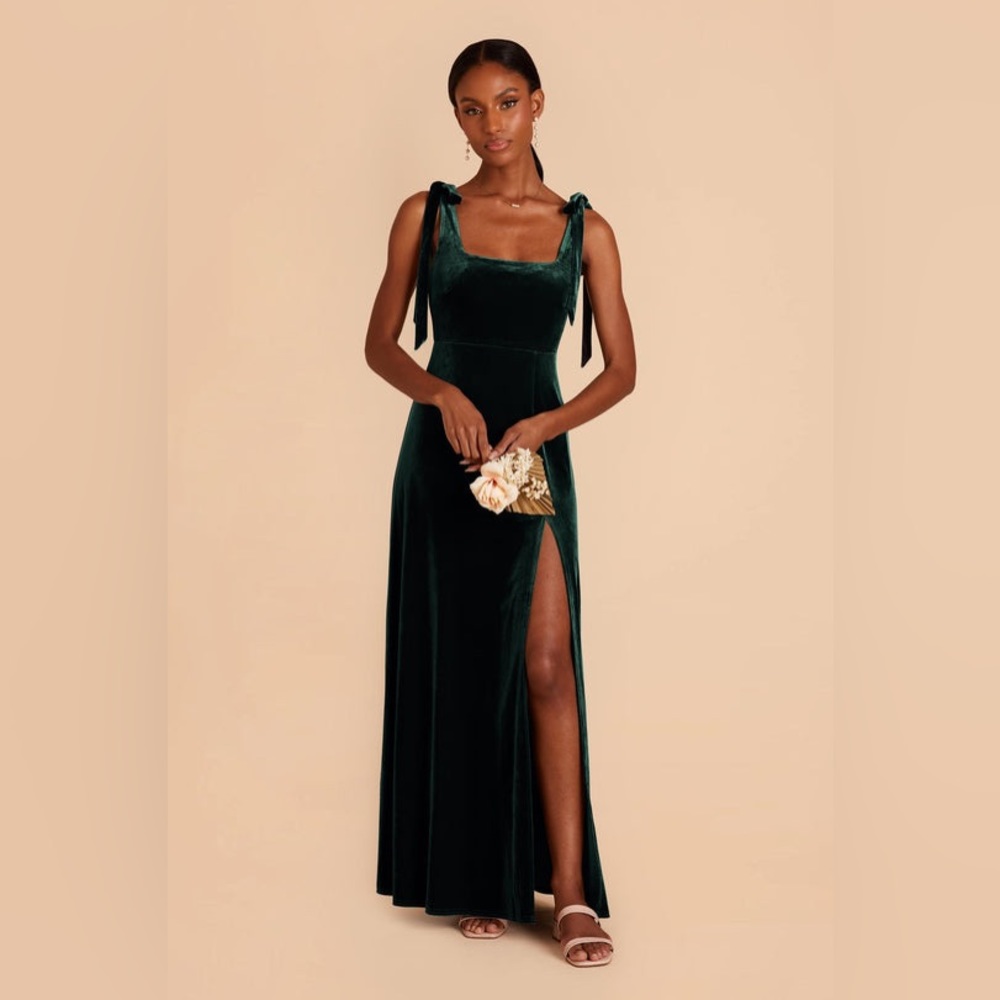 Dark green velvet dress. Floor length, slit dress. Christmas/holiday parties
